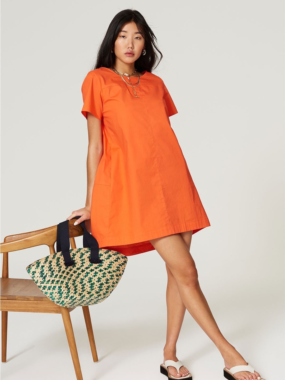 Peter Som Orange Scoop Neck Mini Dress